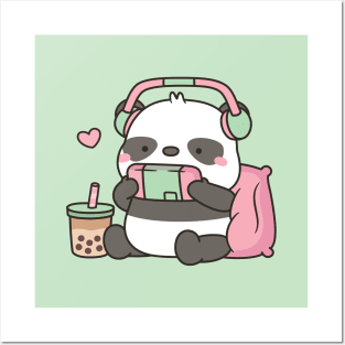 Cute Panda Bear Gamer Posters and Art